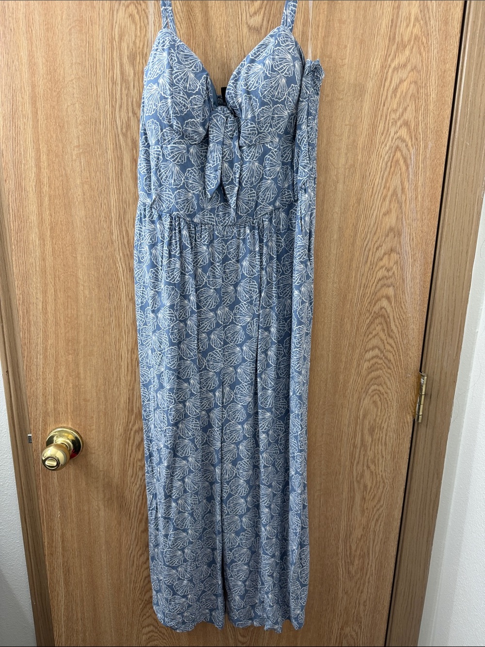 As U Wish Blue Floral Tie-Front Maxi Dress